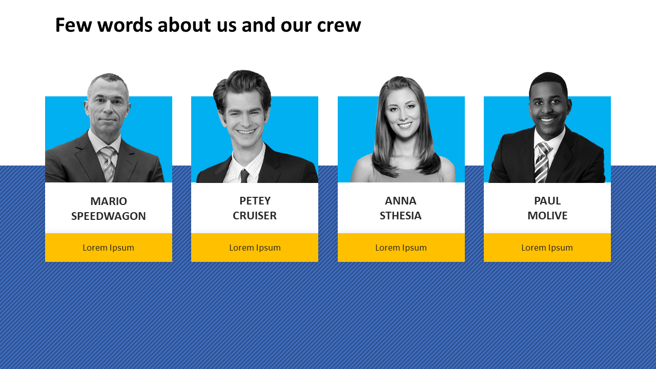 Editable Our Crew PowerPoint Template Slide Design